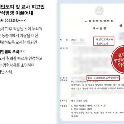 음주운전 범인도피 및 교사 피고인 변호하여 약식명령 이끌어내